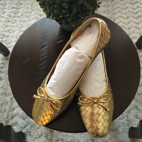 Woven Gold Flat Shoe - Picture 1 of 2